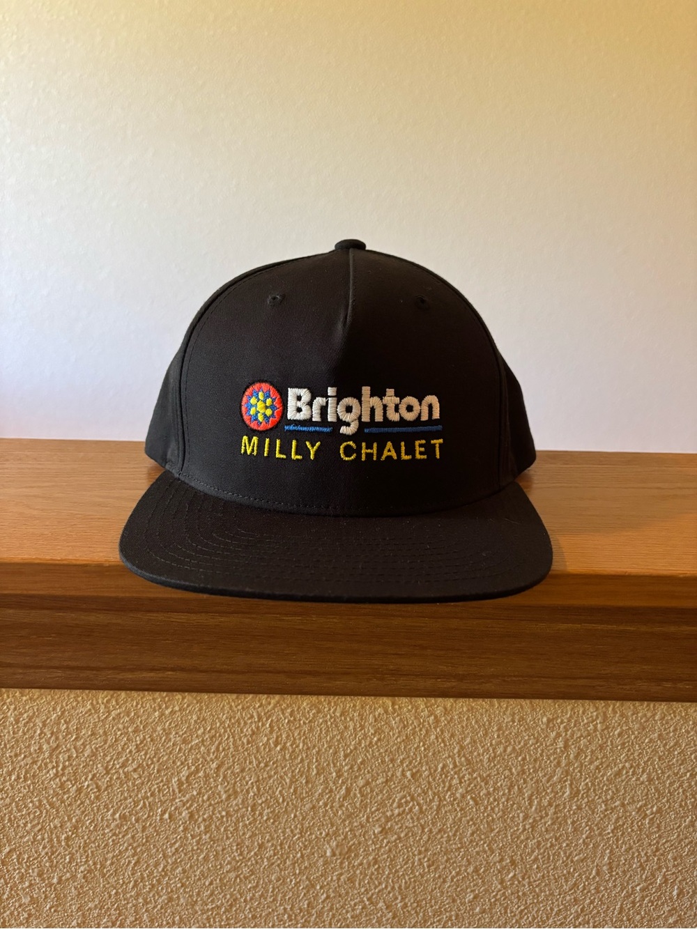 Brighton Black Snapback Hat with Colorful Embroidered Logo